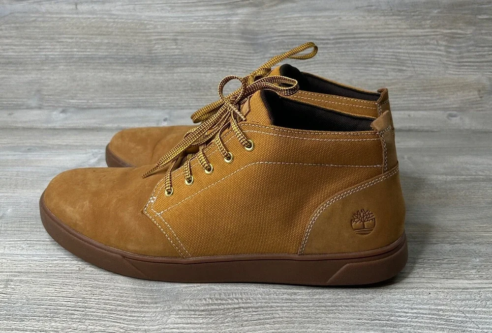 Size 13 Mens Timberland Groveton A6025 Wheat Leather/Fabric Chukka boots EUC
